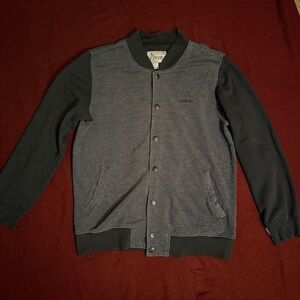 EZEQUIEL Varsity Men’s Bomber Sweater Charcoal Gray and Black Size L